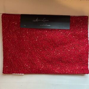 Set of 4 Chilli Pepper Red Sequined Christmas Holiday Placemats by Marlo Lorenz